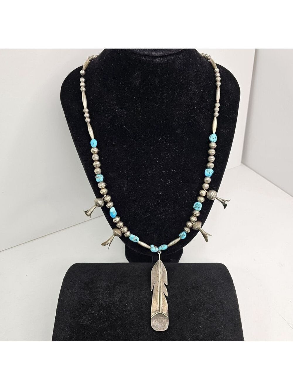 Navajo Squash Blossom By Debbie Silversmith, Turquoise Squash Blossom Necklace